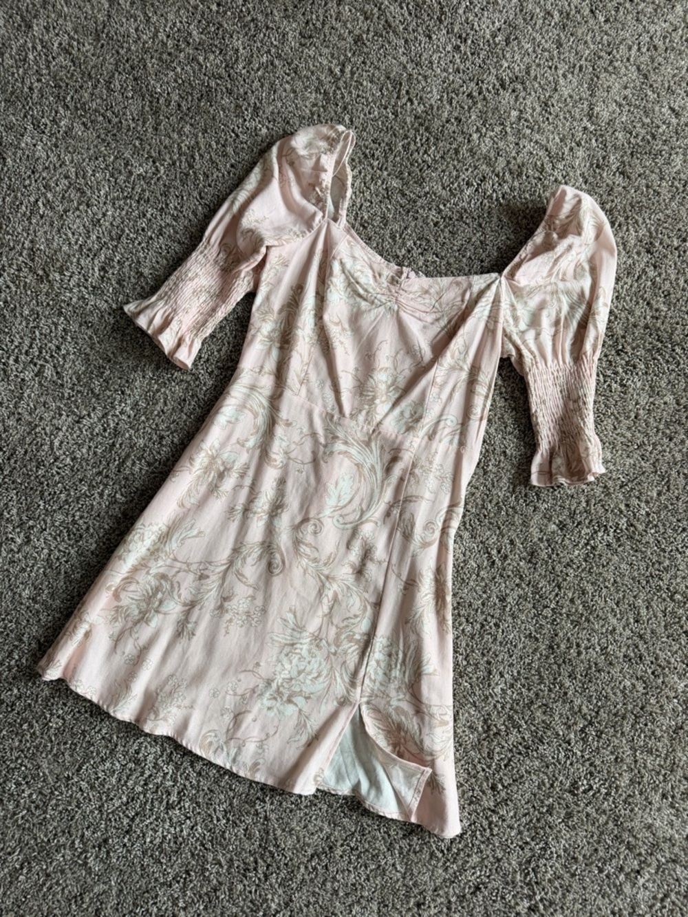 Francesca's Collections Blush Pink Floral Square-Neck Mini Dress